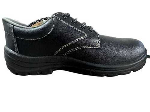 Black Leather Men''s Safety Shoes - Low Ankle, Durable and Stylish Lace-Up Design | Ideal for Industrial Use, Available in Various Sizes