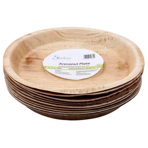 Eco Friendly Disposable Round Shape Plain Areca Leaf Plates