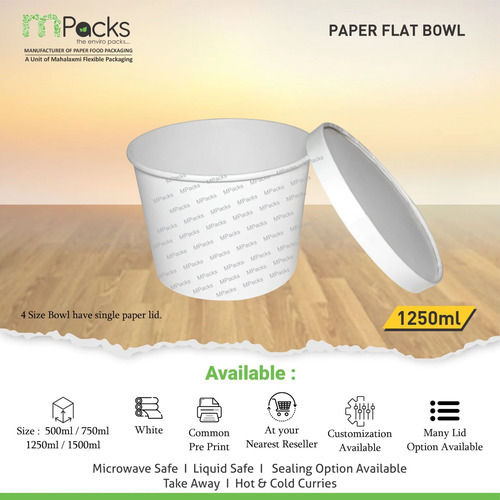 Eco Friendly Durable Portable Plain White Paper Flat Bowl