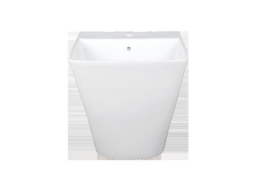 Wall Mounted Glossy Finish One Piece Ceramic Wash Basin for Hand and Face Washing