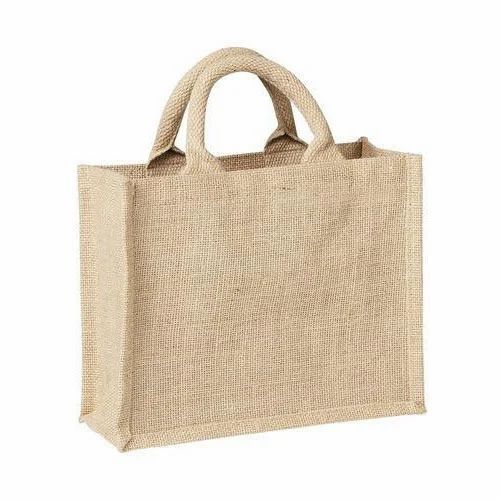 Eco-Friendly Lightweight Single Compartment Plain Jute Carry Bags With Rope Handle