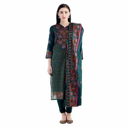 Casual Wear Regular Fit 3/4th Sleeves Printed Readymade Salwar Suits for Ladies