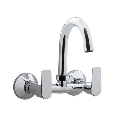 Chrome Finish Sink Mixer Two Handles Premium Brass Faucet