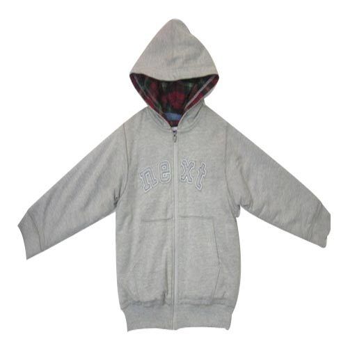 Full Sleeve Grey Front Open Zipper Kids Designers Hoodie