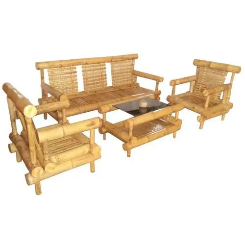 Indian Style Lightweight and Portable Rectangular 5 Seater Bamboo Sofa Set