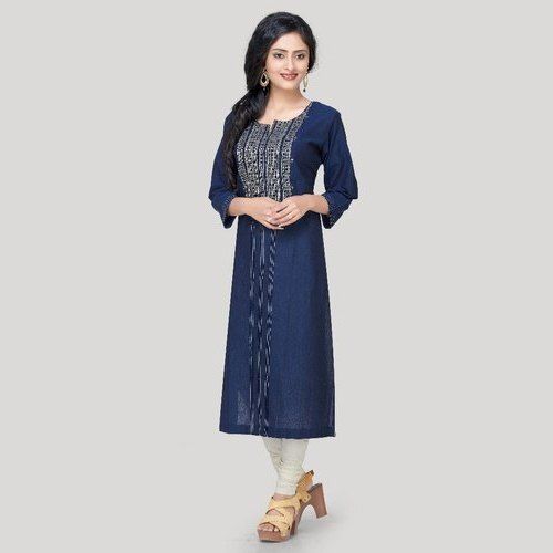 Kimono Printed Navy Blue Ladies Kurta