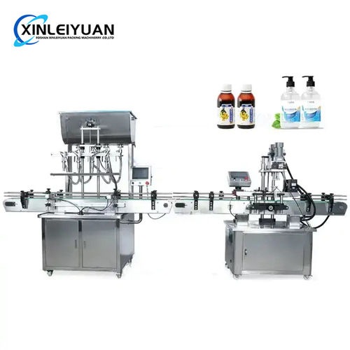 Pneumatic Juice Disinfectant Oil Automatic Honey Plastic Round Bottle Liquid Screw Filling Capping Machine