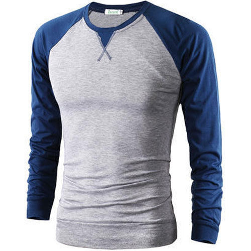 Mens T-Shirts - Regular Fit, Long Sleeve O-Neck Design | Casual Summer Wear in Blue and Grey, Machine Made for Adults