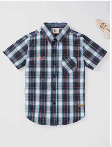 Multi Color Short Sleeves Check Pattern Kids Shirts