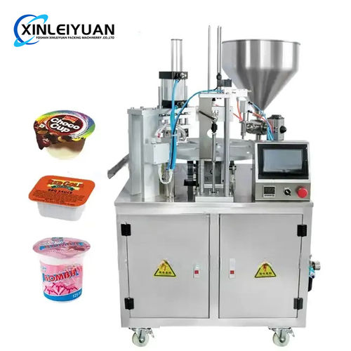 Automatic Jelly Yogurt Ice Cream Juice Sugar Honey Rotary Cup Discal Filling Capping Sealing Machine