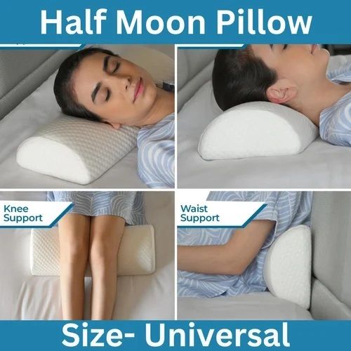 White Color Memory Foam Half Moon Multi purpose Pillow