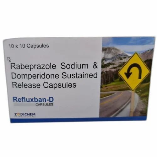 Rabeprazole Sodium And Domperidone Tablets - 50 mg, 10x10 Capsules in Box, Treats Stomach and Esophagus Problems, Prescription Use Recommended, Store in Dry Area, Dosage As Per Doctor''s Instruction