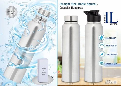 Single Wall Stainless Steel Water Bottle 1 Litre Capacity