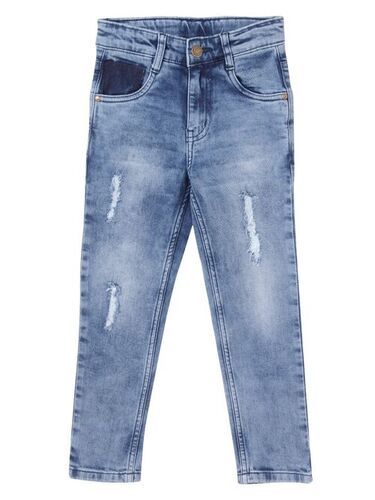 Blue Color Plain Pattern Regular Fit Boys Fashion Jeans