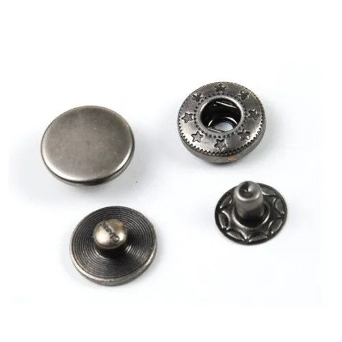 Silver Color Round Shape Snap Buttons For Garments