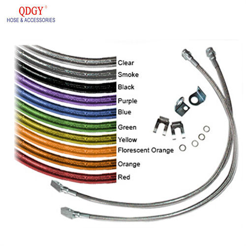 QDGY Stainless Steel Braided PTFE Brake Line Hose Assembly