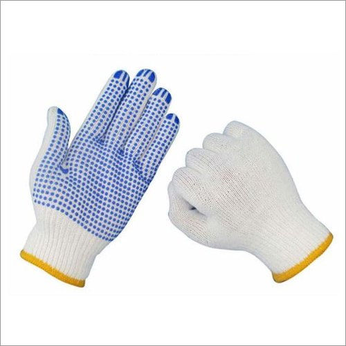 Reusable Full Finger Cotton PVC Dotted Gloves