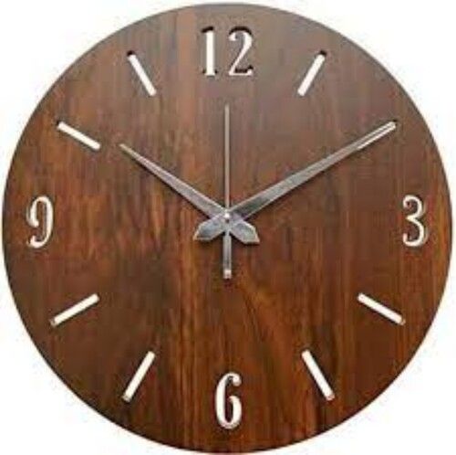 Brown Color Analog Round Wooden Wall Clock