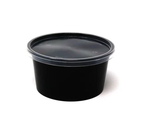 Disposable Plastic Round Container 750ml Flat with Lid