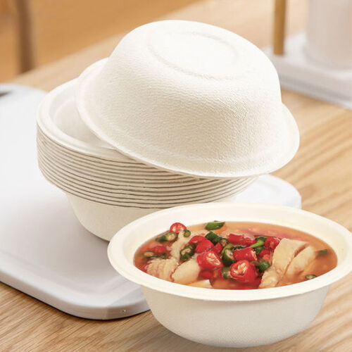 Round Shape Bagasse Disposable Bowls 500ml