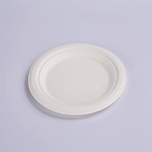 Plain Disposable Bagasse Plates 6 Inches