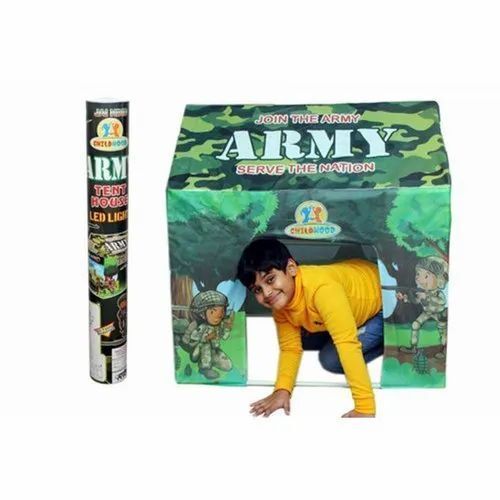 Army Children Play Tents - Polyester, Standard Size, Green Color | Easy to Install, Portable, Free Standing, Printed Design