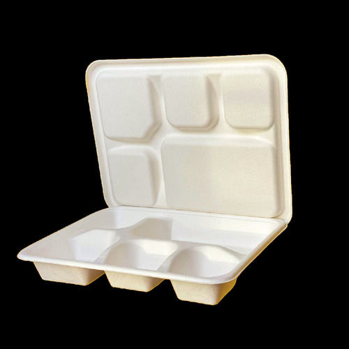 Eco Friendly Bagasse 5 Compartment Meal Box