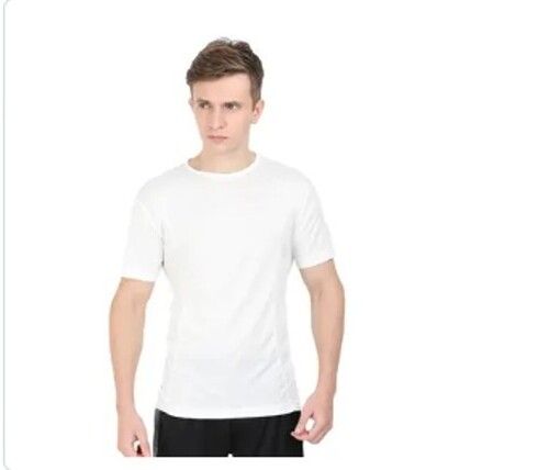 Mens White Color Gym T-shirt