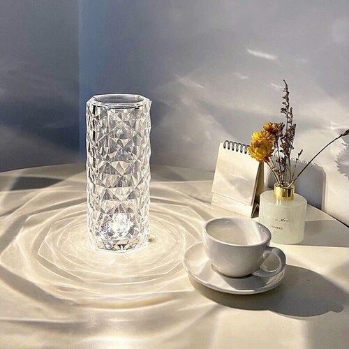 White Color Plastic Base Material Crystal Touch Lamp