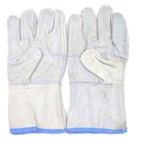 White Leather Safety Hand Gloves For Industrial Workwear Use