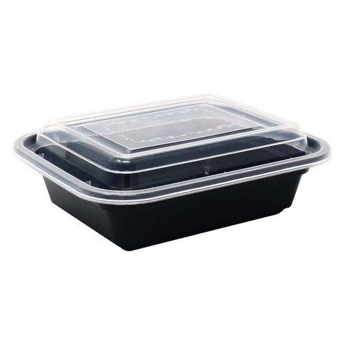 Ace 12oz Plastic Container - 350ml Food Grade Lightweight Design, Secure Lid for Freshness, Compact Stackable Clear Visibility