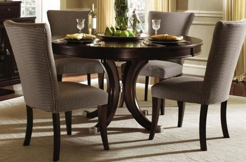 Brown Polish Finish Terminate Proof Dining Table And Chair