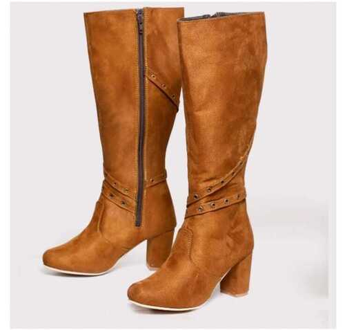 Modern Brown Color High Ankle Boot For Ladies 