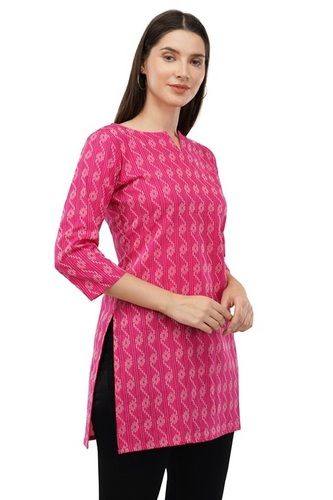 Casual Wear Regular Fit 3/4th Sleeve Breathable Readymade Printed Ladies Kurtis