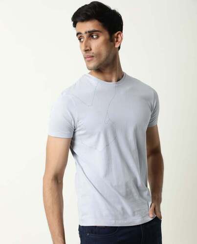 Plain Pattern Round Neck Short Sleeves Mens T Shirts