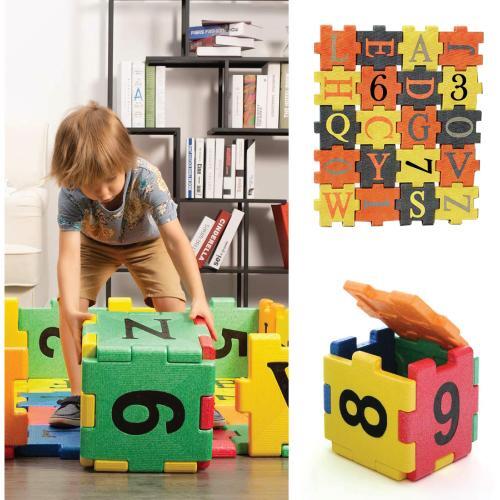 Alpha Numeric Block Kids Stool Furniture