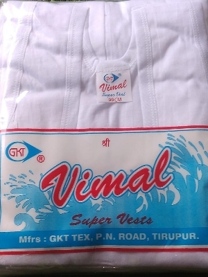 Mens Cotton Vest - New Plain Pattern | Summer Essential in White Size 80/90