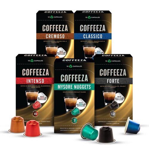 COFFEEZA Aluminium Coffee Capsules 50 Pods Pack