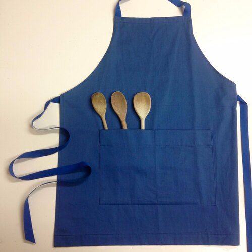 Blue Color Plain Pattern Apron Fabric For Kitchen