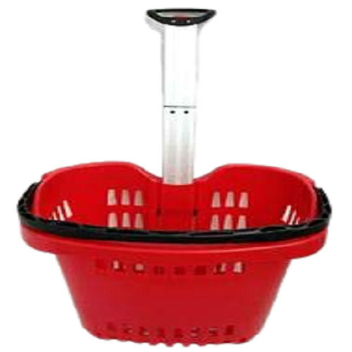 Plastic Shopping Basket with Wheels and Aluminium Handle