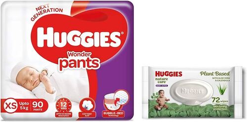 Huggies Wonder Pants Extra Small / New Born (XS / NB) Size Diaper Pants, 12  count,Dispatch: 1 Day, Easy Returns Available In Case Of Any Issue