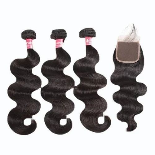 Shiny Silky 100 Percent Natural Black Human Hair Extension for Ladies