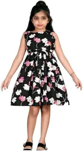 Casual Wear Regular Fit Round Neck Sleeveless Breathable Readymade Girls Printed Frocks