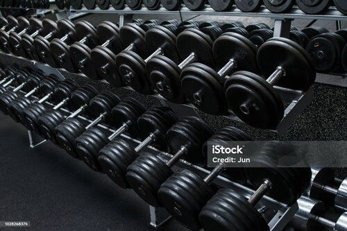 Straight And Black Gym Dumbbell