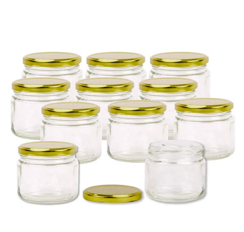 Solid Structure Round Shape Plain Transparent Glass Empty Honey Bottles with Screw Cap