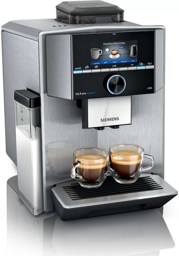 Siemens EQ9 Plus Connect S500 - Stainless Steel, Grey | Fully Automatic Coffee Maker with Home Connect, AromaDouble Shot, TFT Color Display, Energy-Efficient Operation