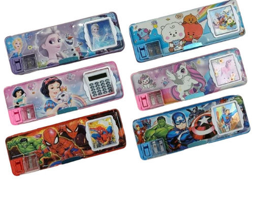 Lightweight Crack Resistant Plastic Printed Rectangular Pencil Geometry Box for Kids