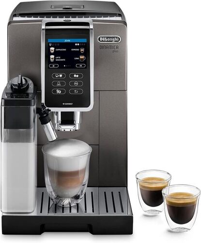 Delonghi Dinamica Plus Ecam 372 95 Tb Coffee Machine - Stainless Steel Black Lcd Display | Smart One Touch 12 Unique Recipes Coffee Link App 3 User Profiles