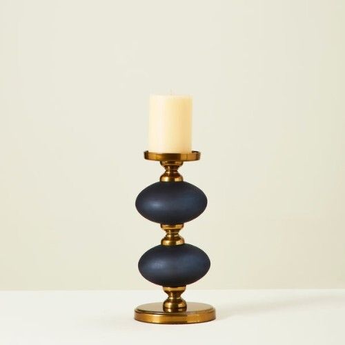 Polished Brass Pillar Candle Holder