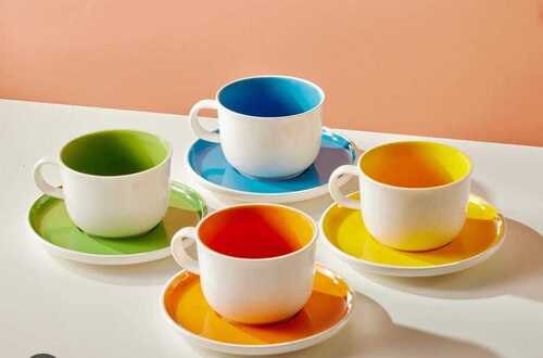 Multi Color Round Shape Ceramic Material Coffee Cup